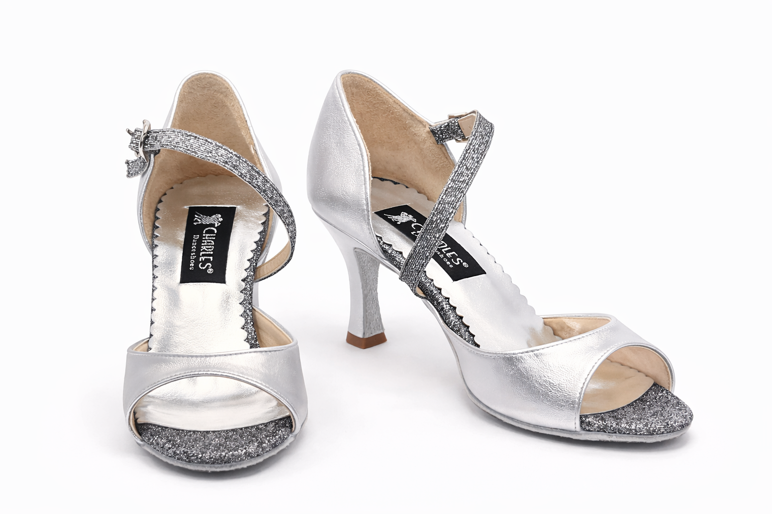 Sandales de danse Ines argentées pailletées