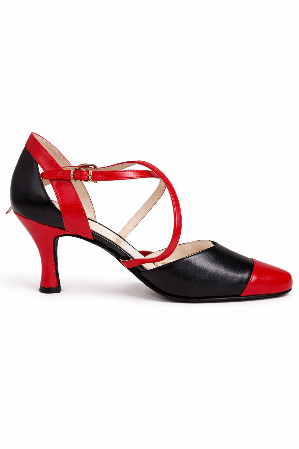 Chaussures de danse Brooke-Cuire noir & rouge