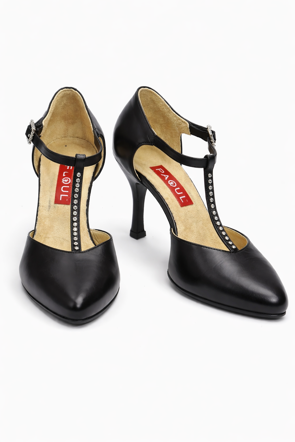 Escarpins à talons noires bout fermé à strass